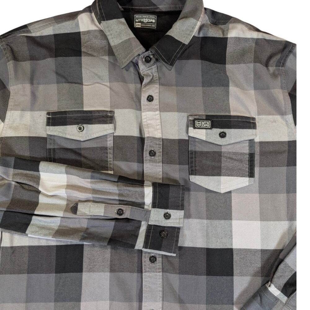 MTN OPS Gray Black Plaid Button Up 2XLg